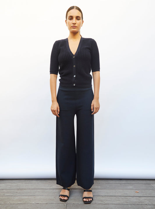 pantalon taille haute maille jersey
