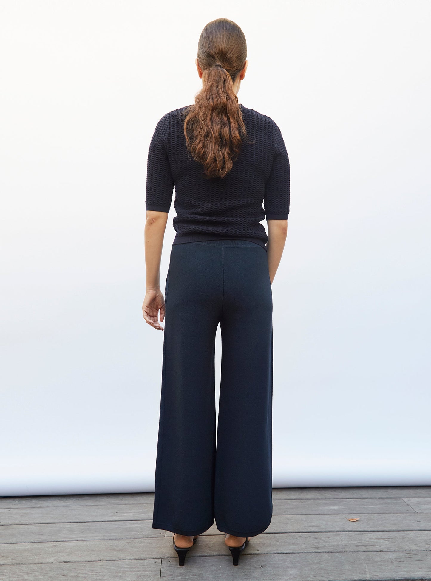pantalon taille haute maille jersey