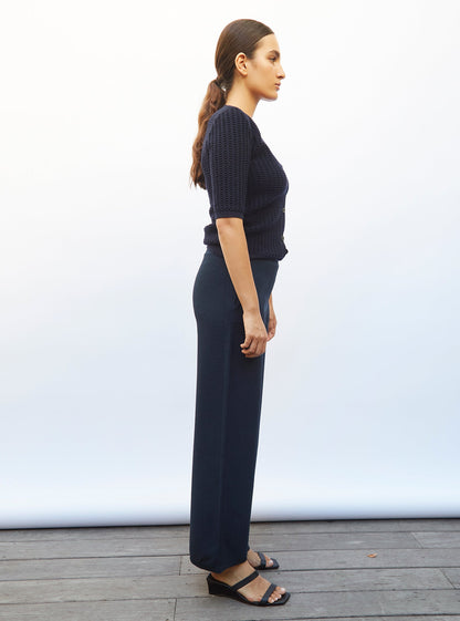 pantalon taille haute maille jersey
