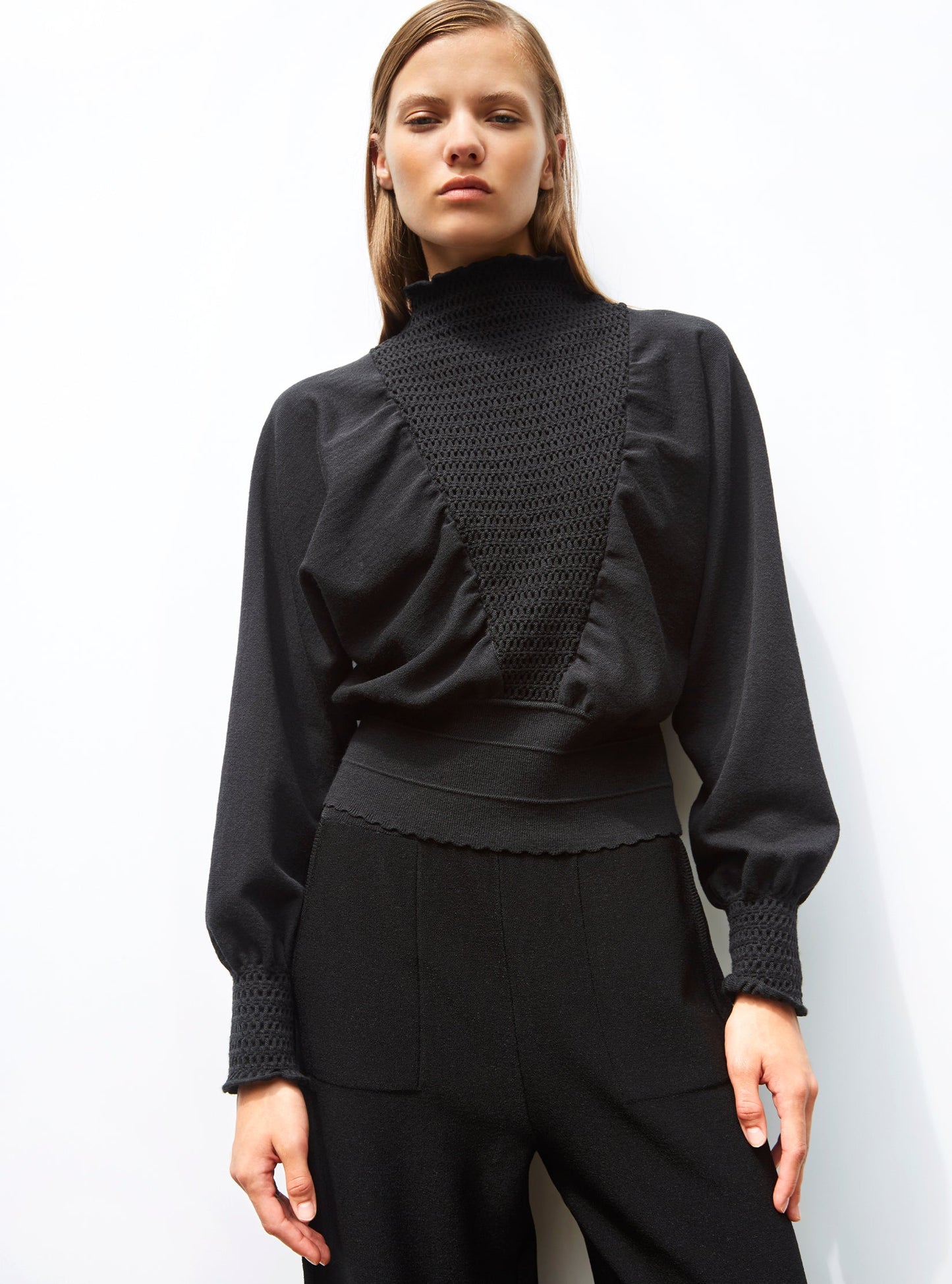 top à plastron smocké