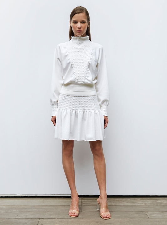jupe courte en maille smockée