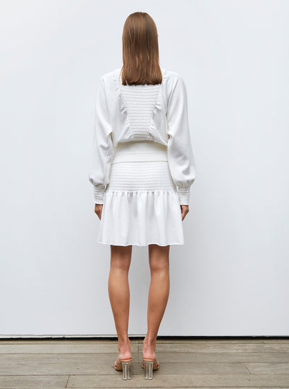 jupe courte en maille smockée