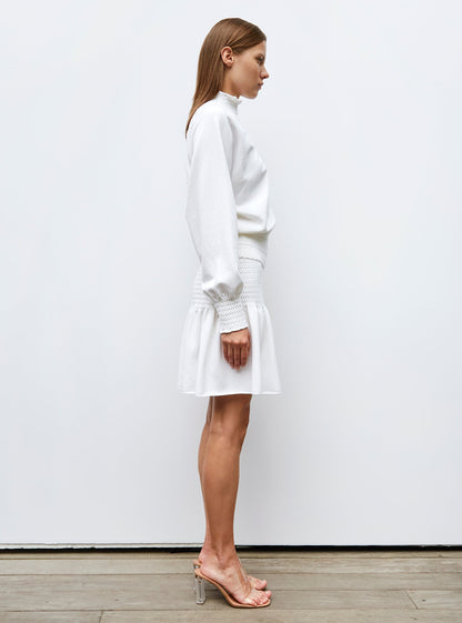 jupe courte en maille smockée