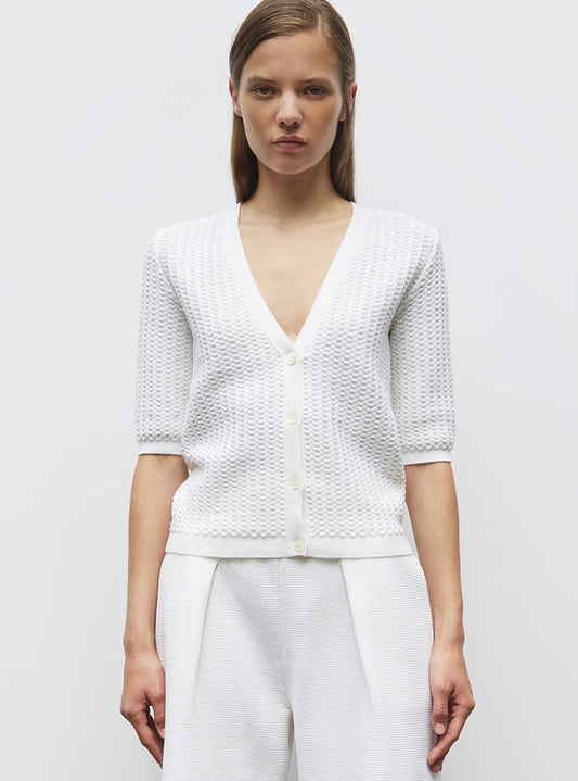 cardigan v maille smockée