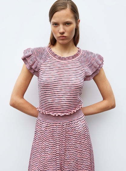 top en maille papier marbré