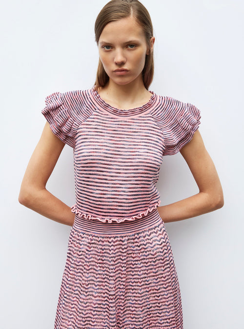 top en maille papier marbré