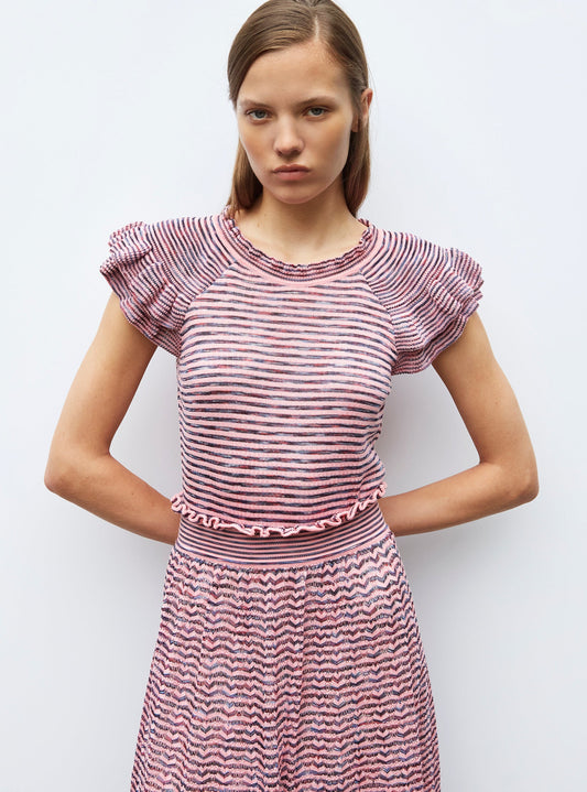 top en maille papier marbré