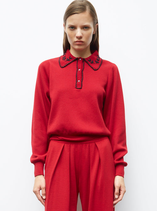 chemise maille brodée main
