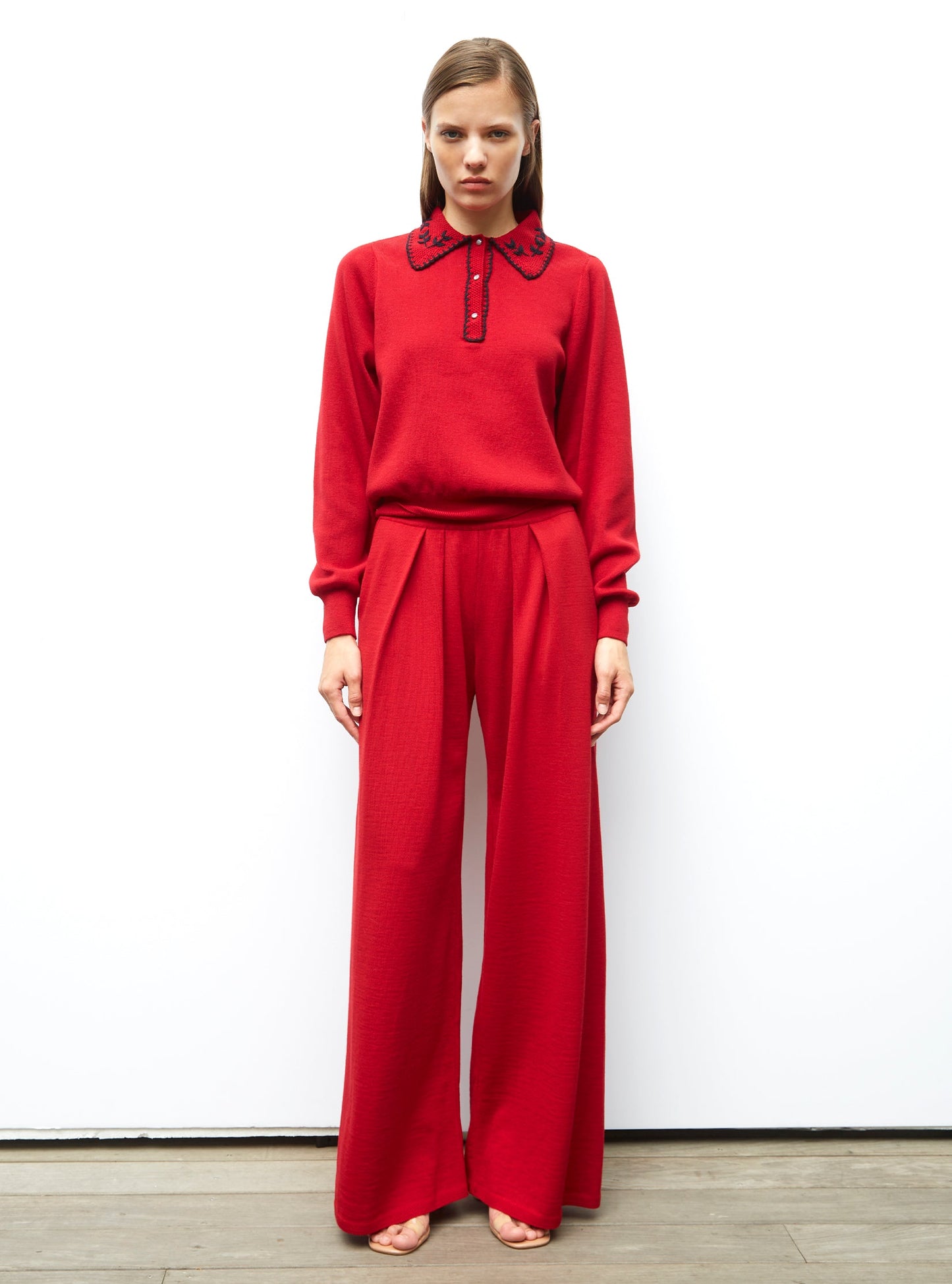chemise maille brodée main