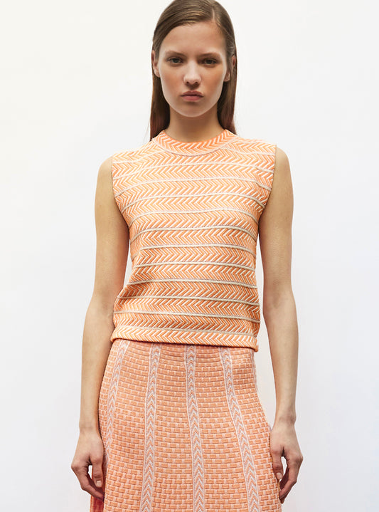 top en maille panier tressé