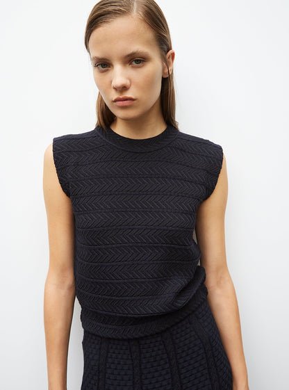 top en maille panier tressé