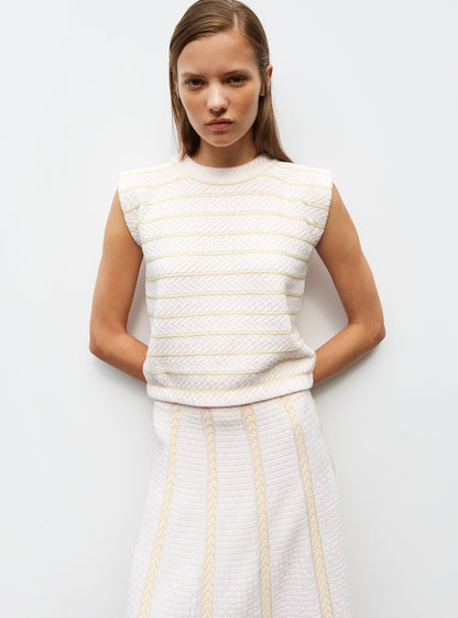 top en maille panier tressé
