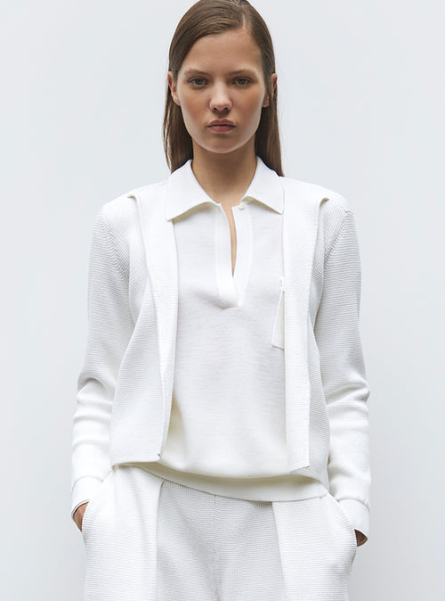 veste en maille mini côte piquée