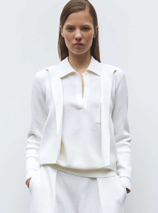 veste en maille mini côte piquée