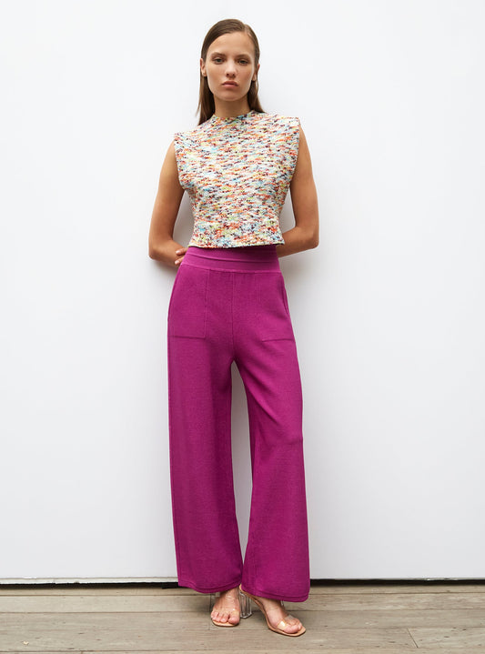 pantalon taille haute maille jersey