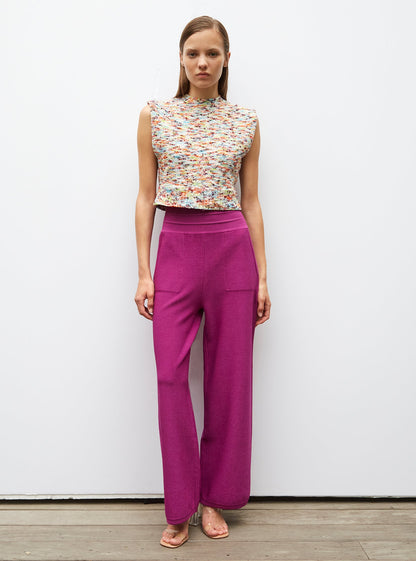 pantalon taille haute maille jersey