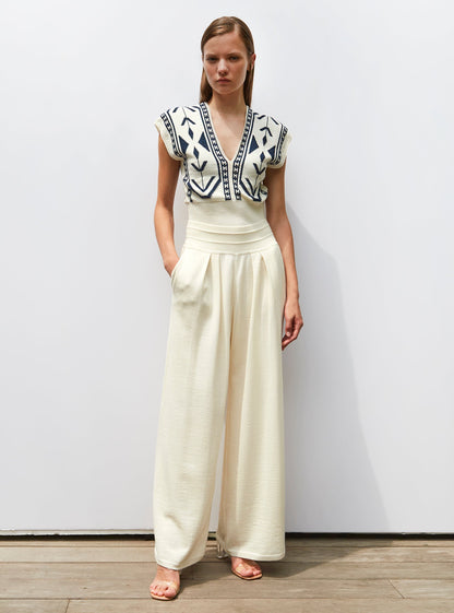 top v maille jacquard ikat