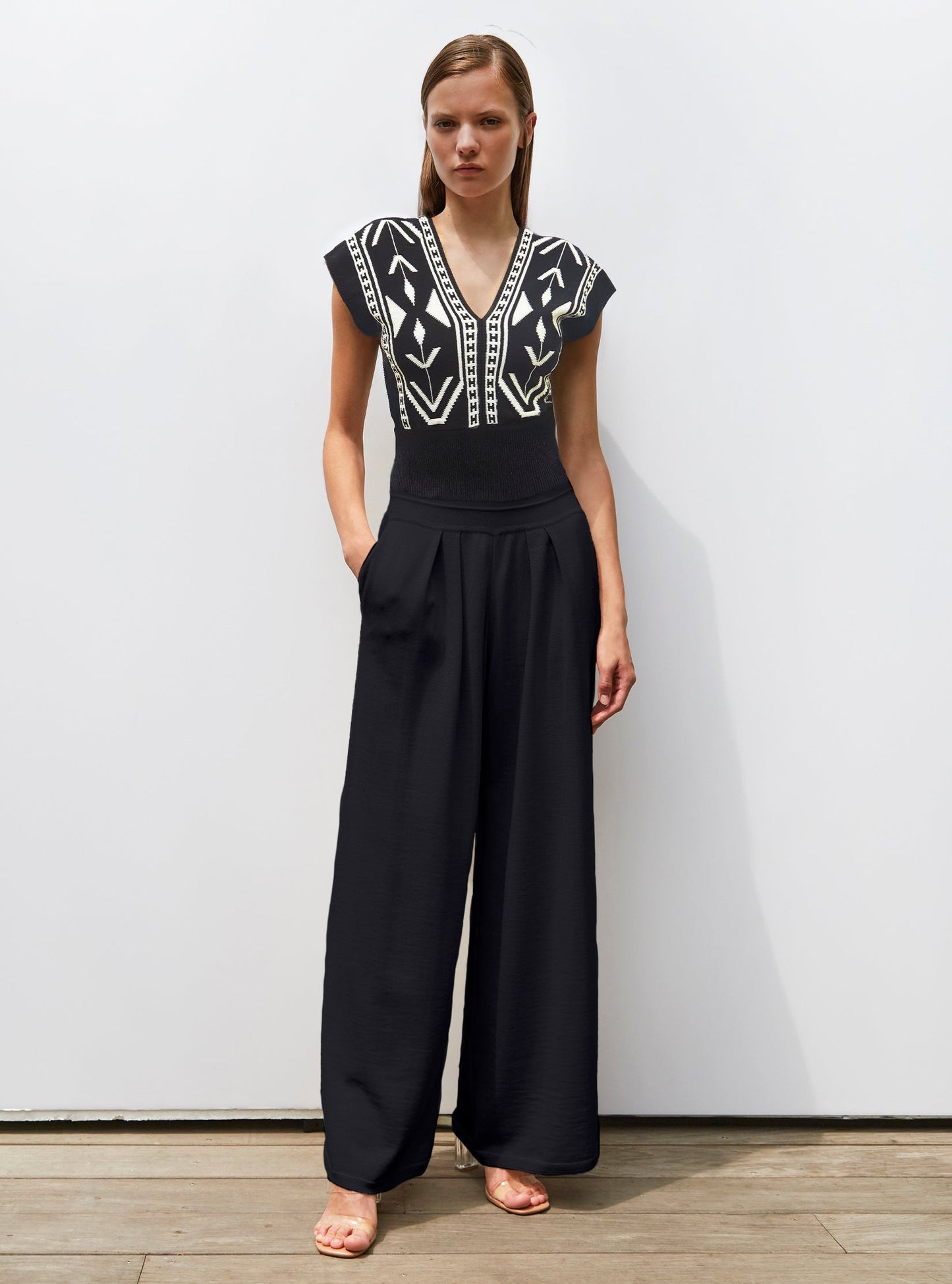 top v maille jacquard ikat