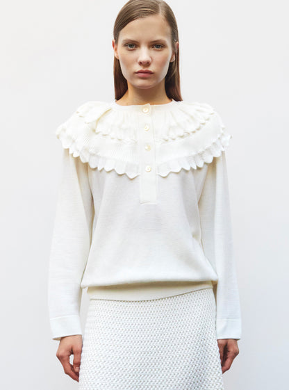 blouse en maille à maxi col