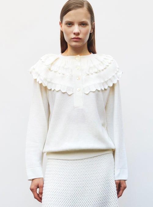 blouse en maille à maxi col