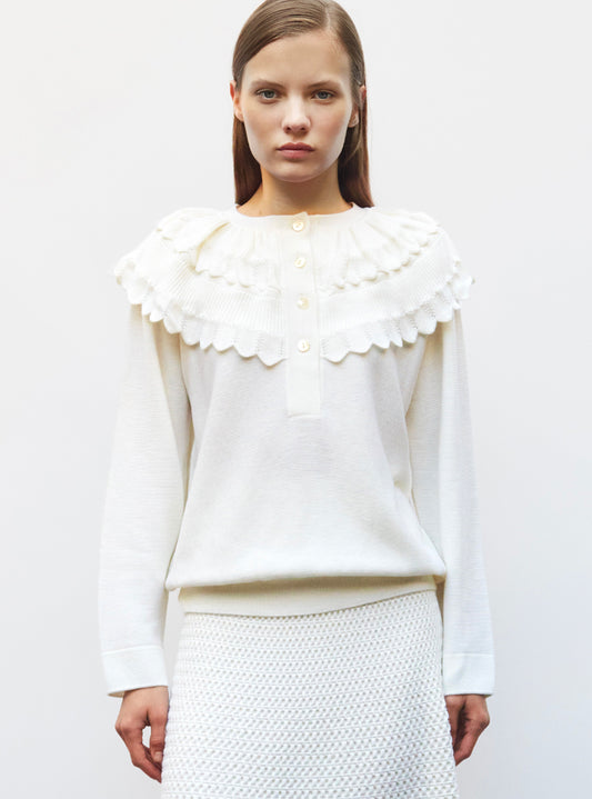 blouse en maille à maxi col