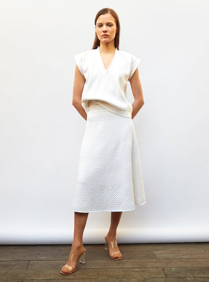 jupe midi maille smockée