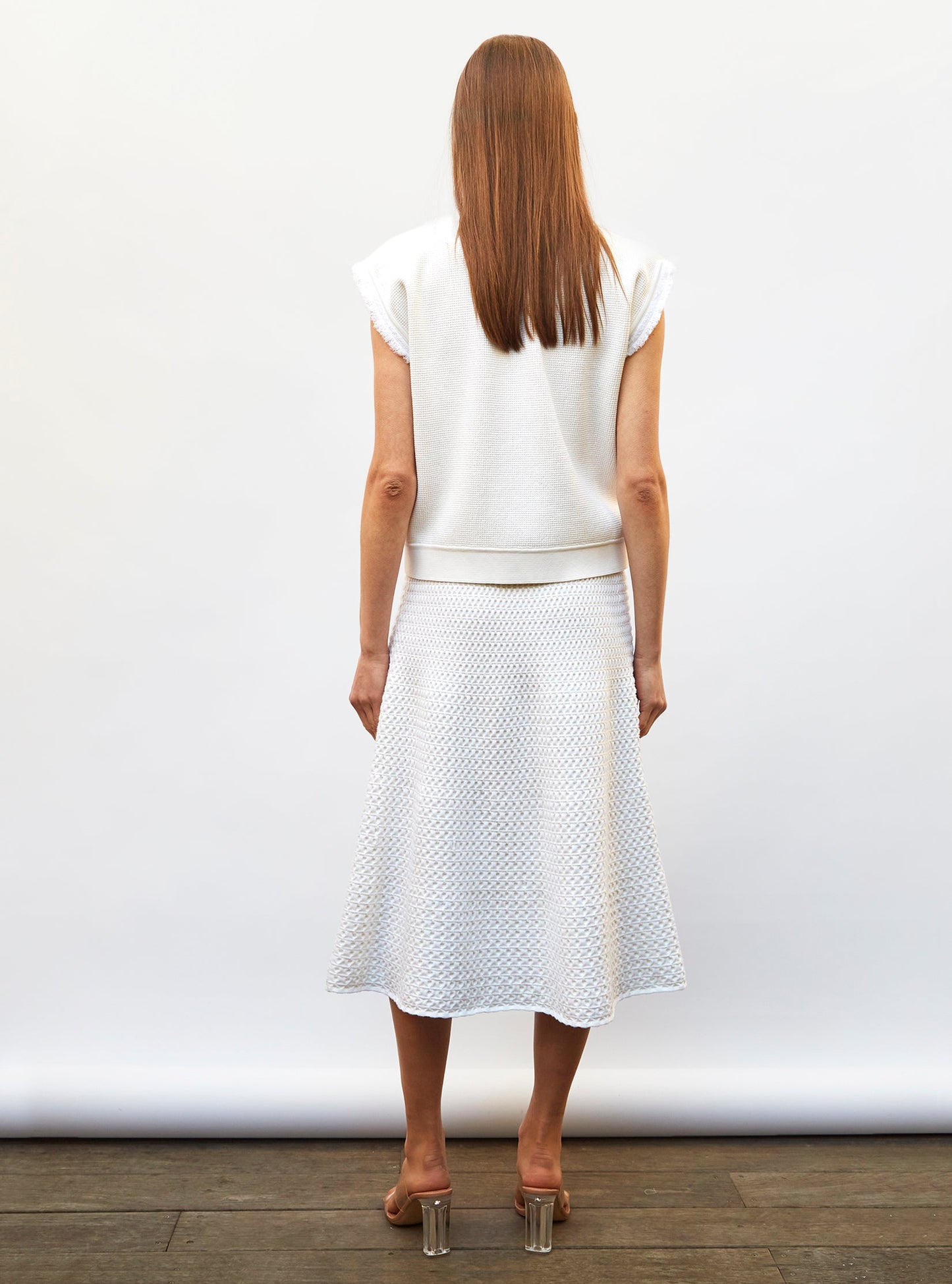 jupe midi maille smockée