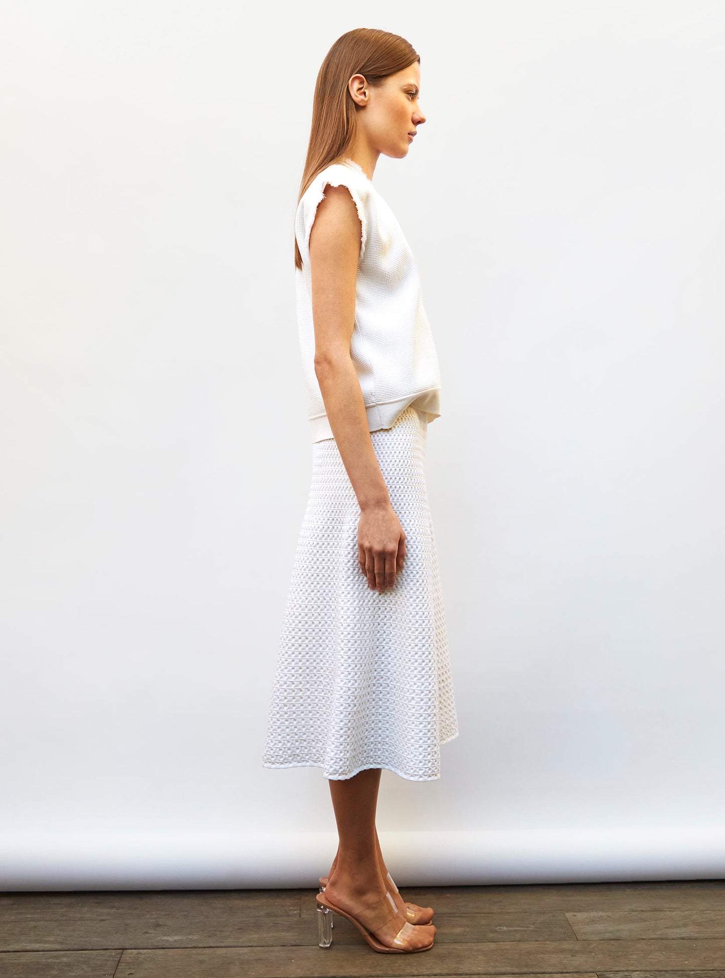 jupe midi maille smockée