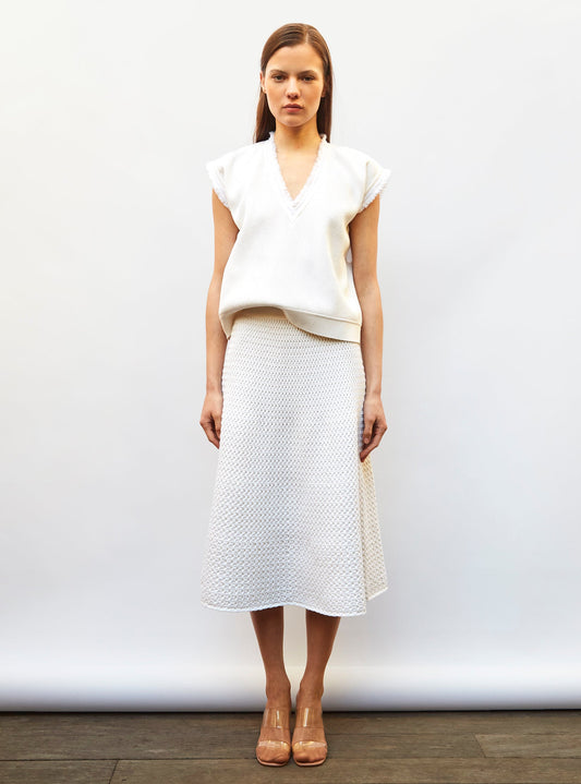 jupe midi maille smockée