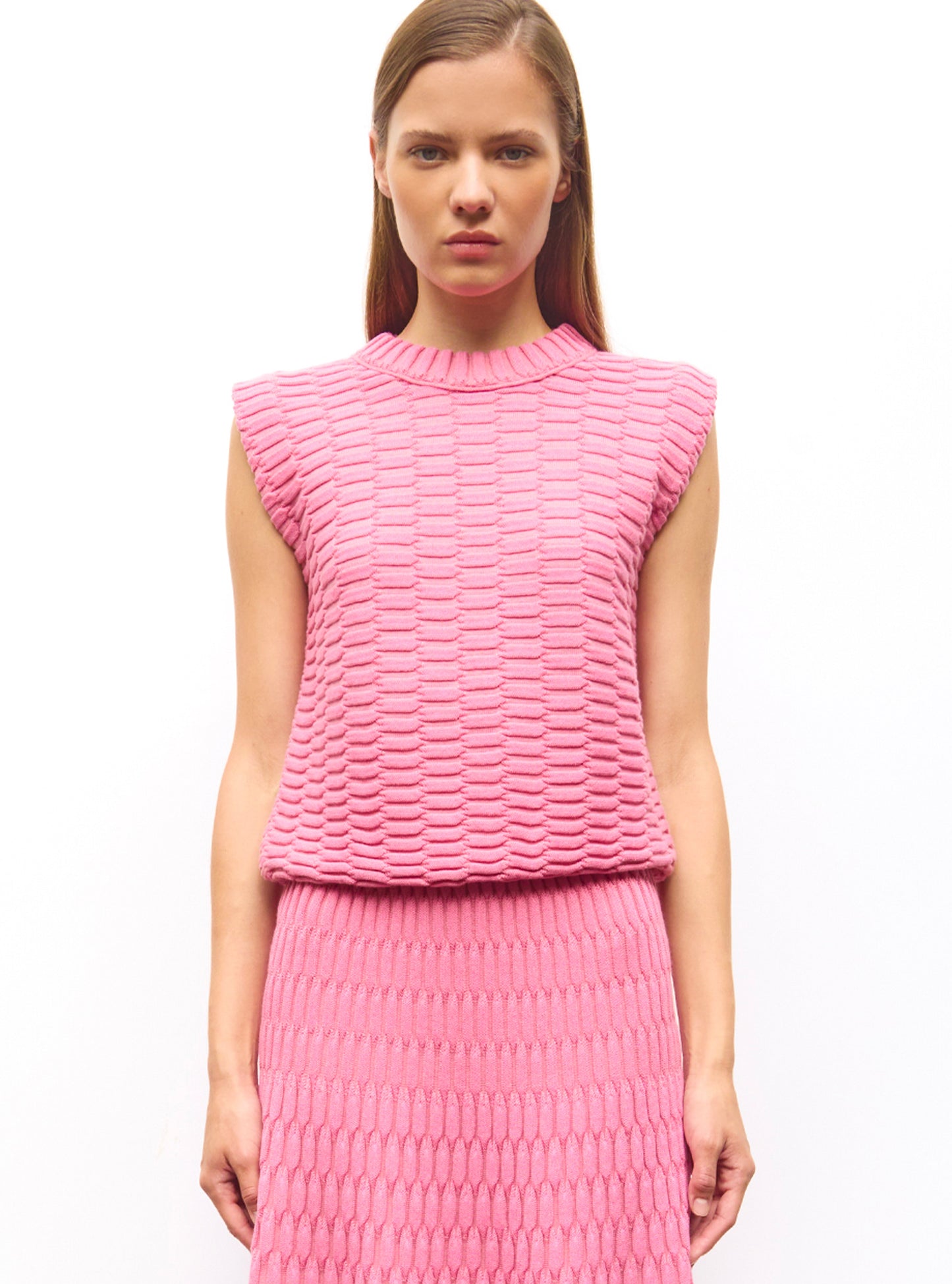 top en maille zellige uni