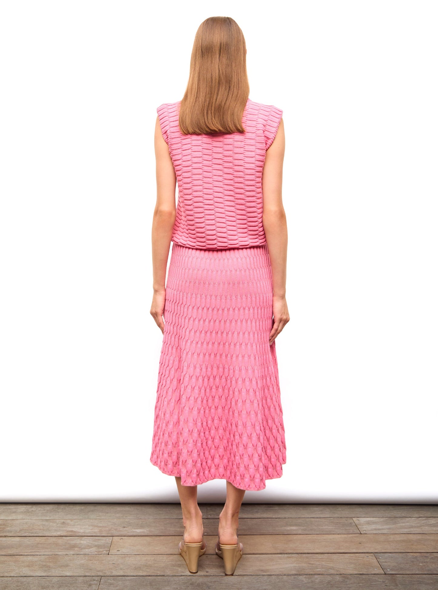 jupe longue maille zellige unie