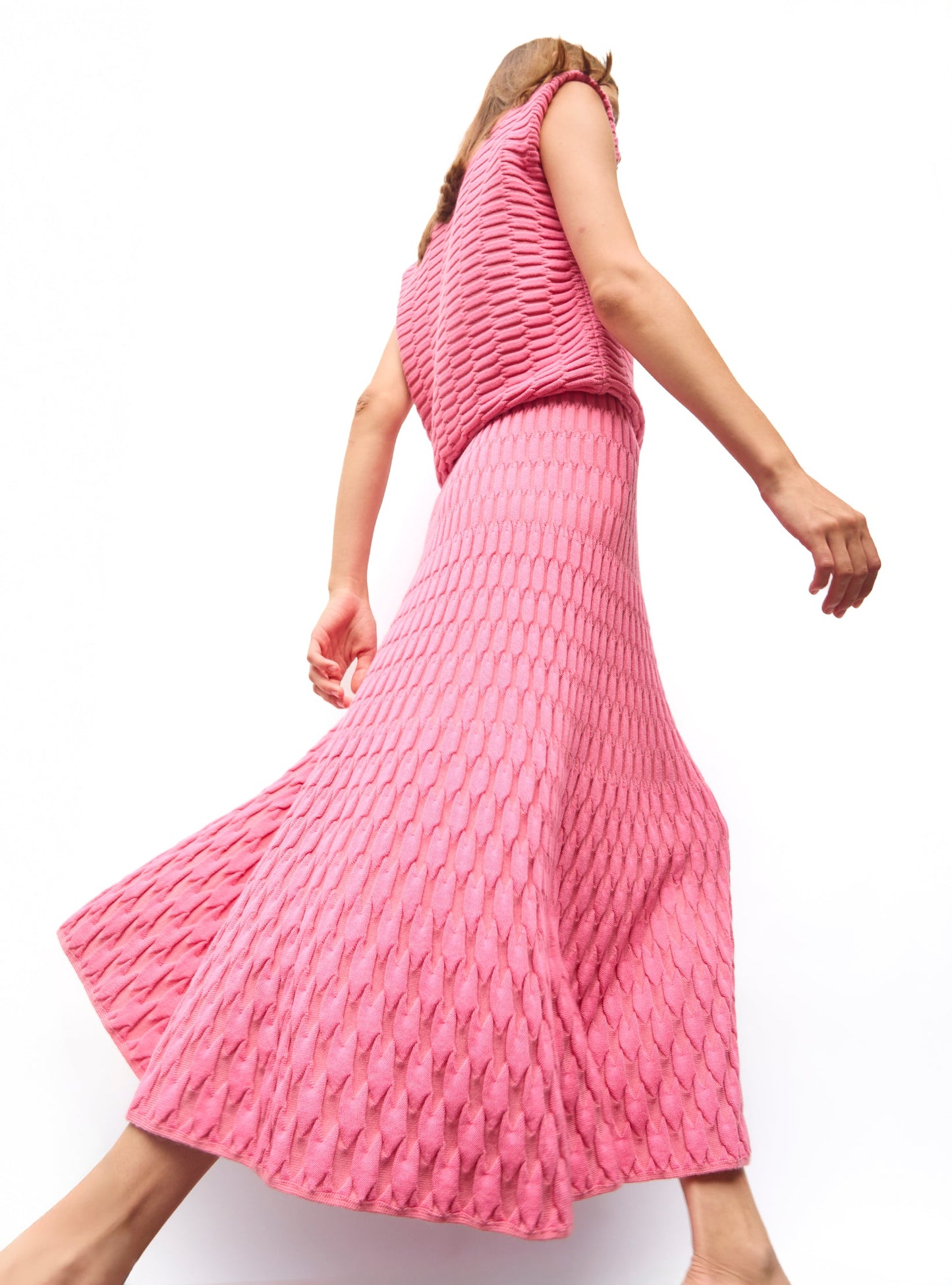 jupe longue maille zellige unie