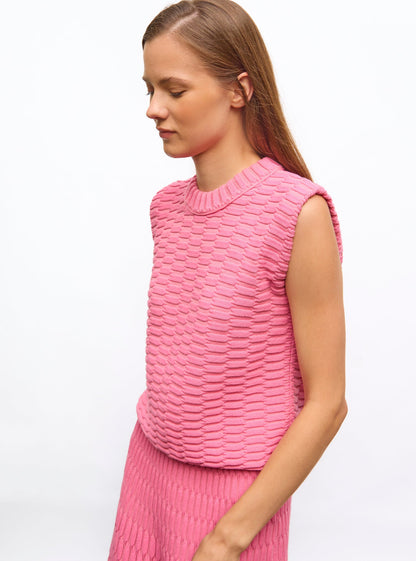top en maille zellige uni