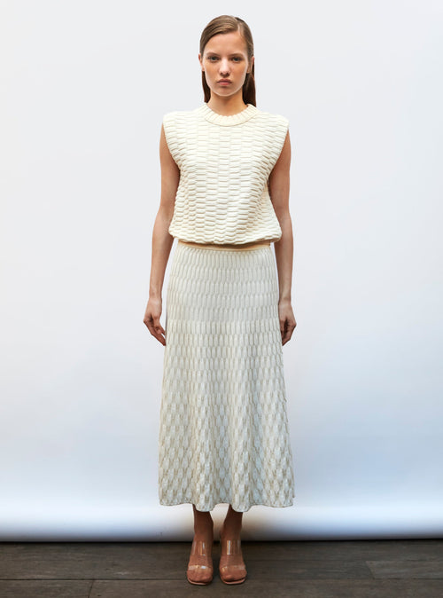 jupe longue maille zellige unie