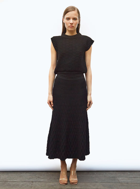 jupe longue maille zellige unie