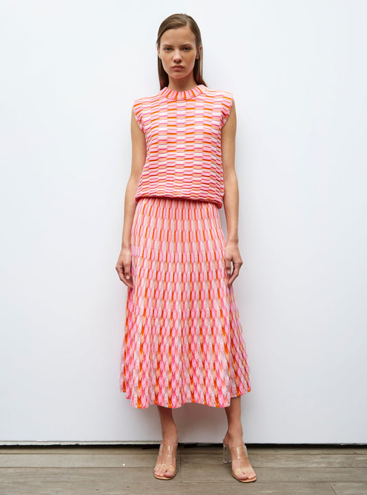 jupe longue maille zellige multicolore