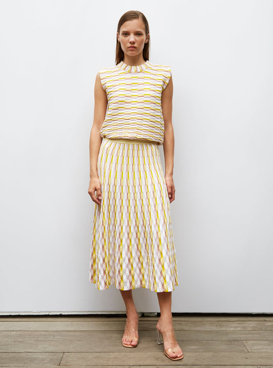 jupe longue maille zellige multicolore