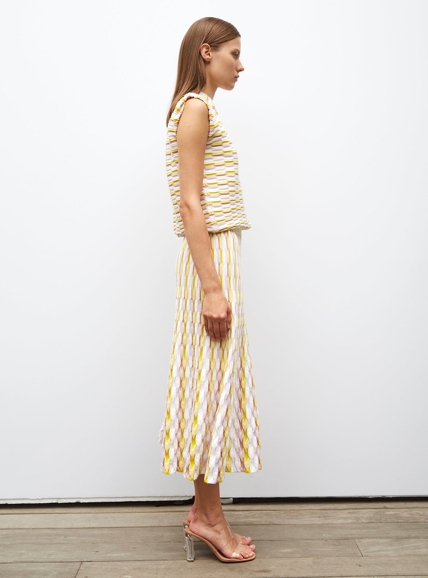 jupe longue maille zellige multicolore