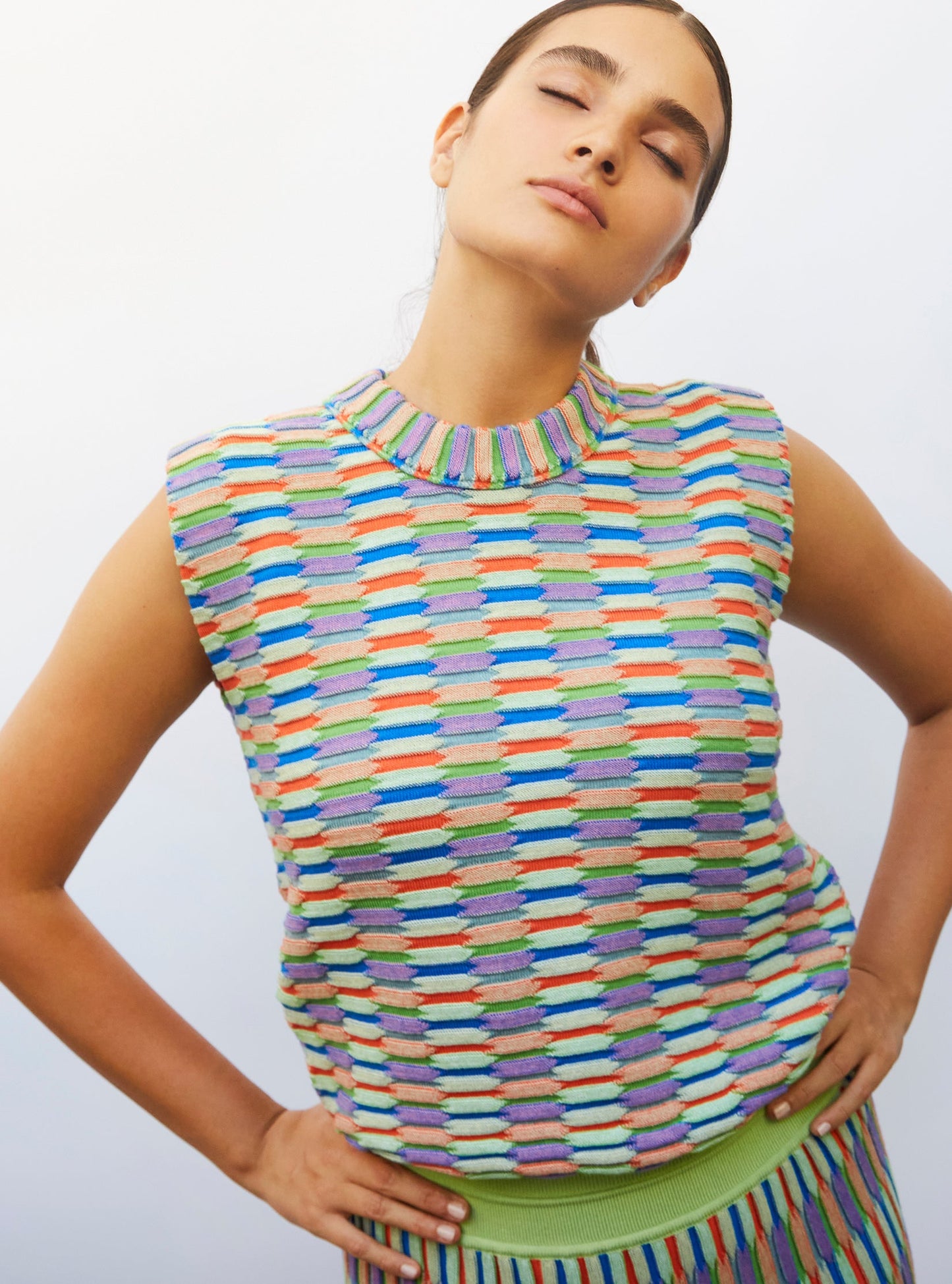 top maille zellige multicolore