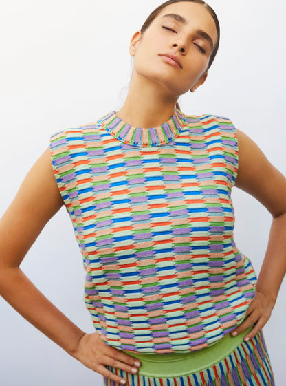 top maille zellige multicolore
