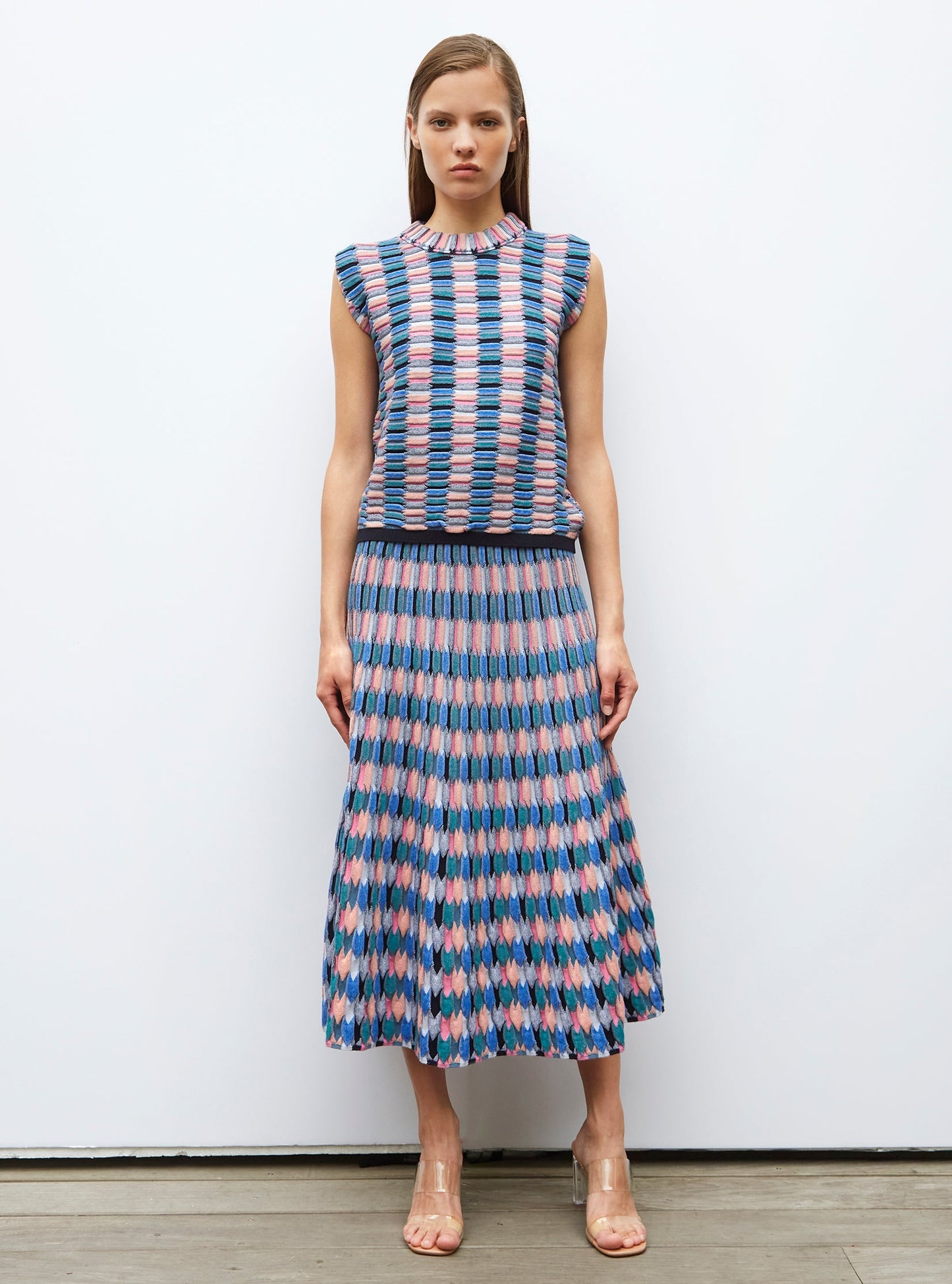 jupe longue maille zellige multicolore