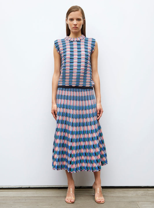 jupe longue maille zellige multicolore