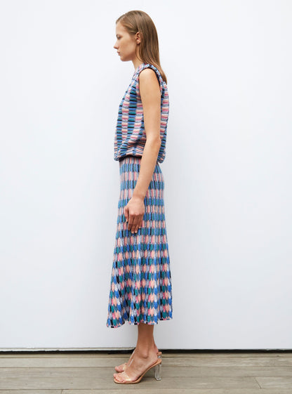 jupe longue maille zellige multicolore