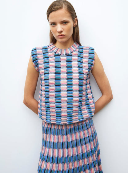 top maille zellige multicolore
