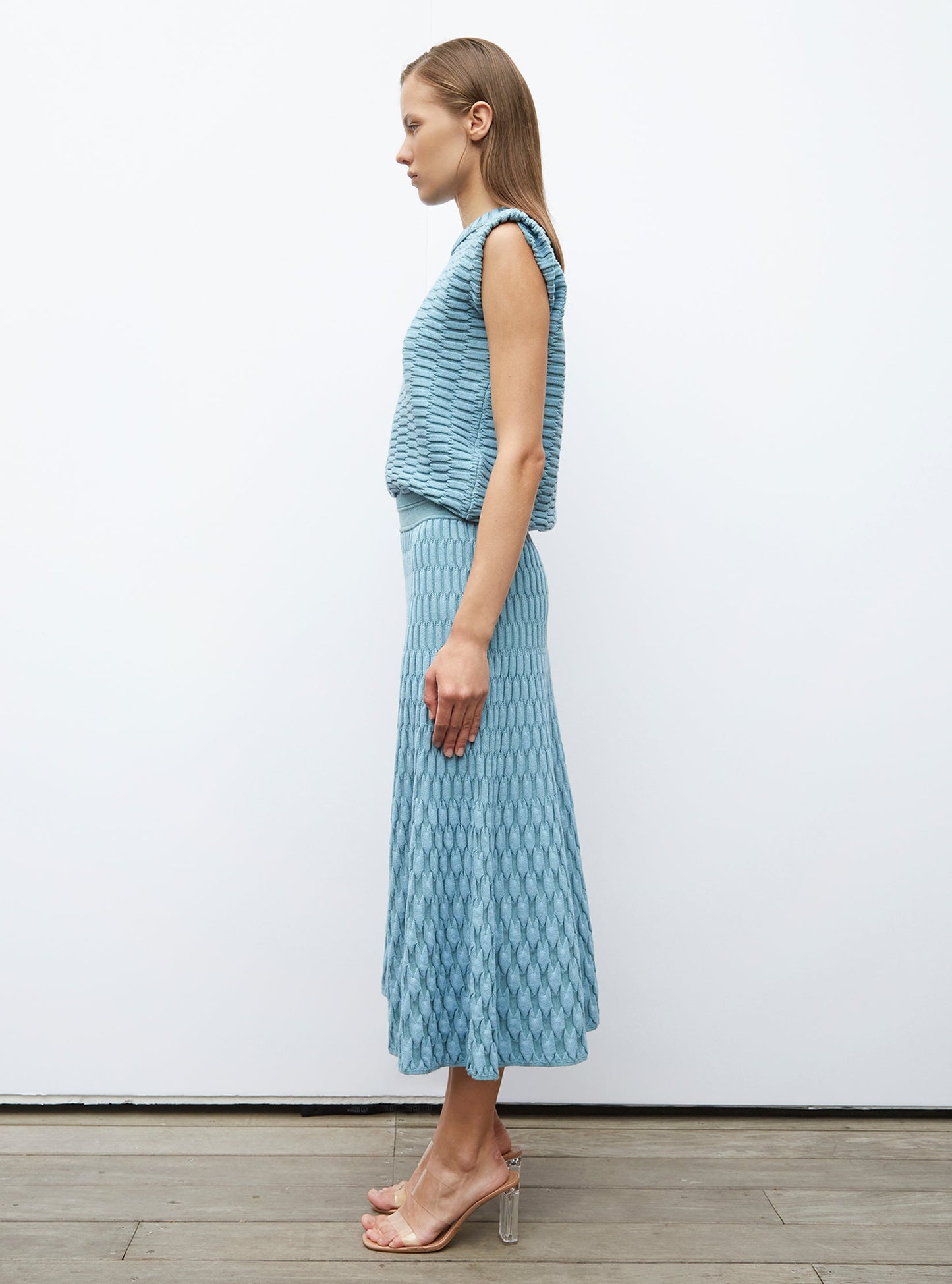 jupe longue maille zellige unie