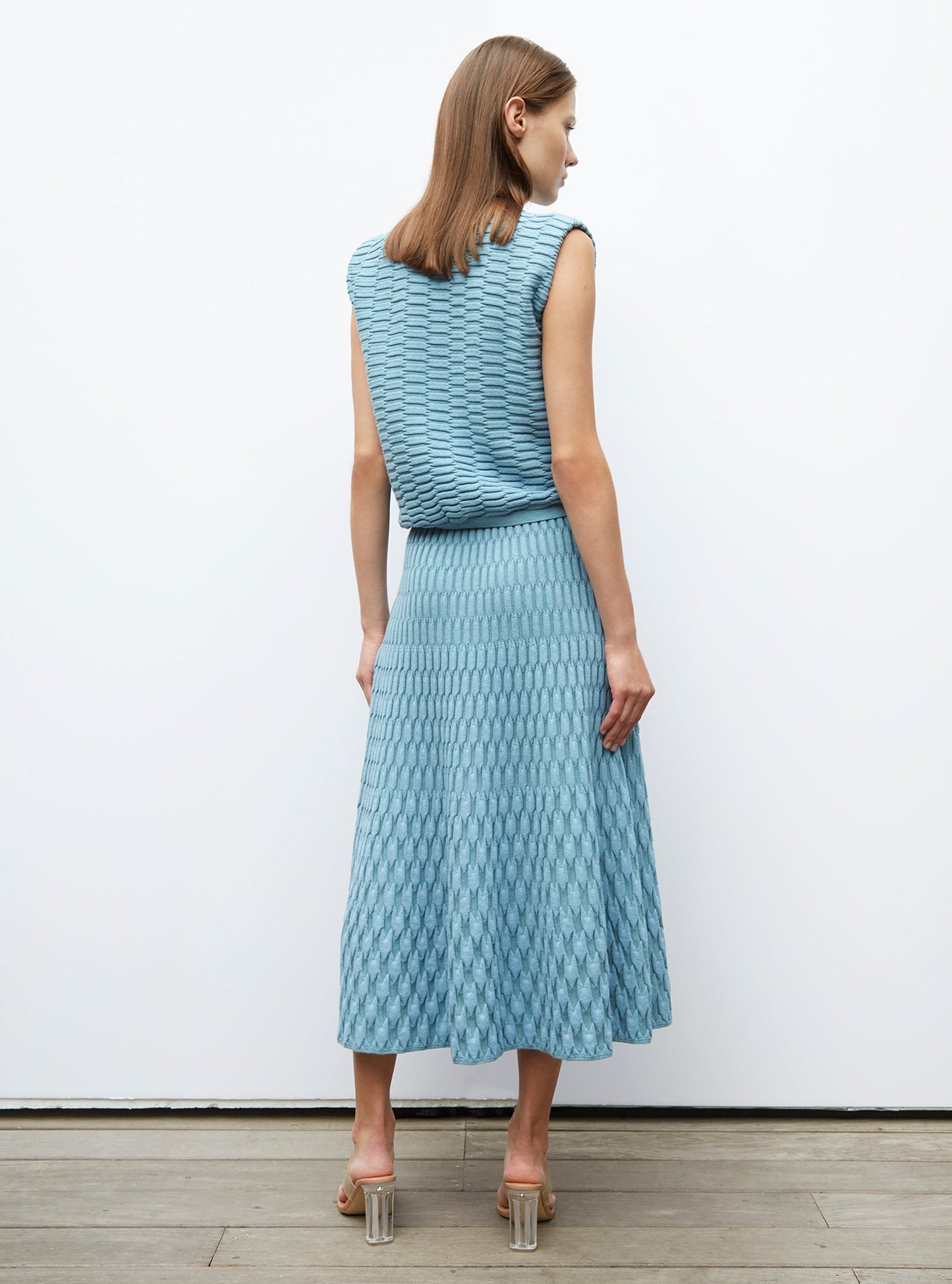 jupe longue maille zellige unie