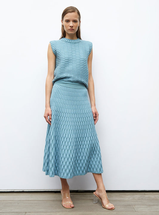 jupe longue maille zellige unie