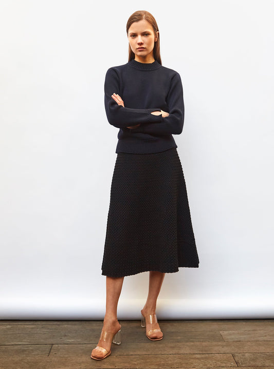 jupe midi maille smockée