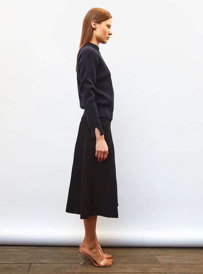 jupe midi maille smockée