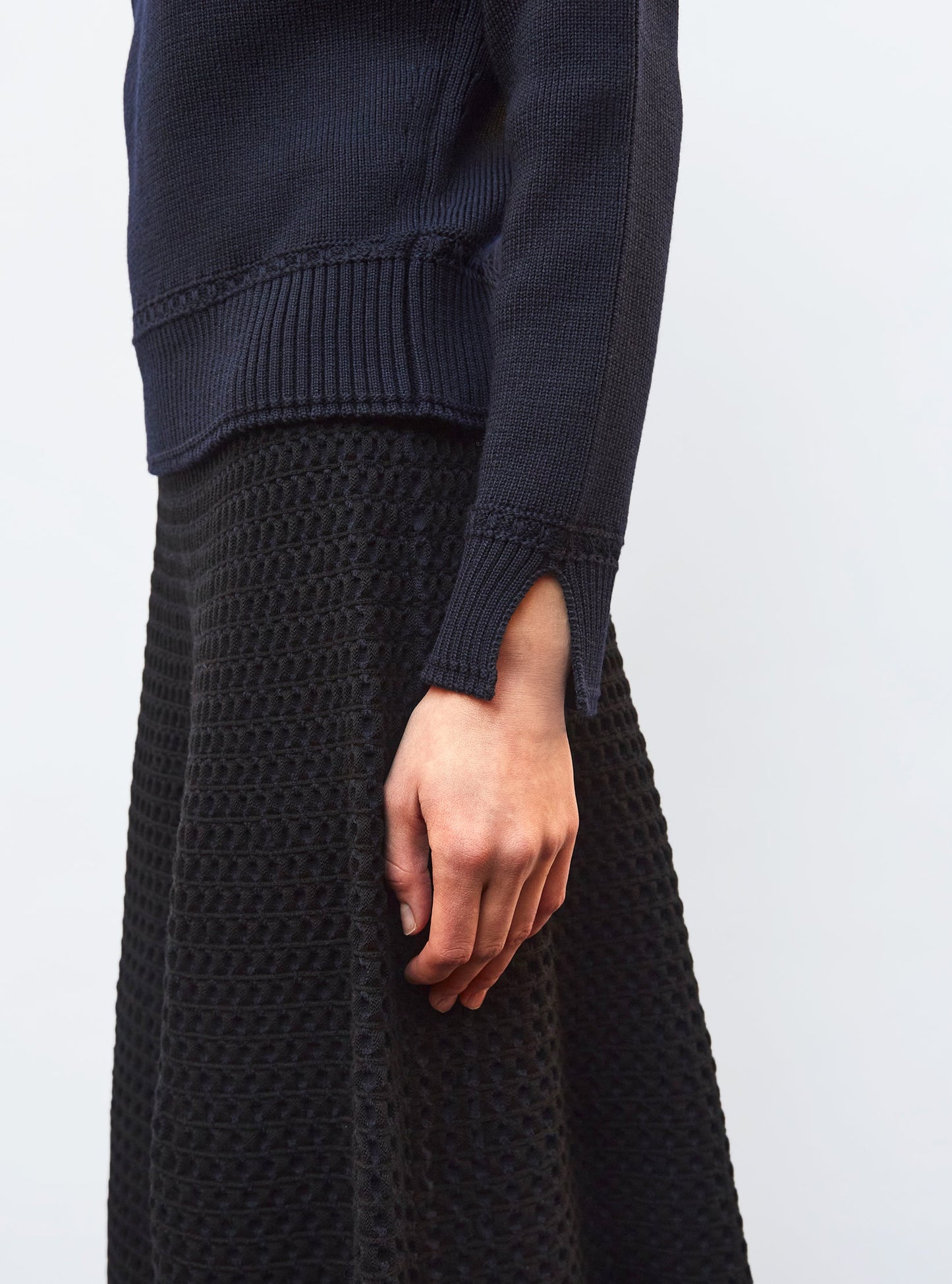 pull droit détails tressés